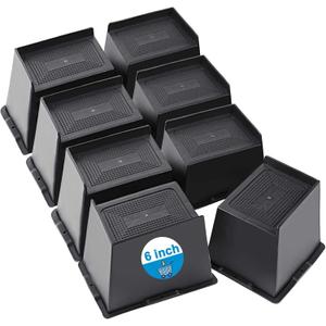 Bed Risers 2 inch, 3 inch, 4 inch, 5 inch, 6 inch Heavy Duty, Oversized Furniture Riser for Couch Sofa Table Desk Chair Recliner Leg Frame Dorm, Support up to 6000 Lbs (Black 6 inch, 8 Pack)