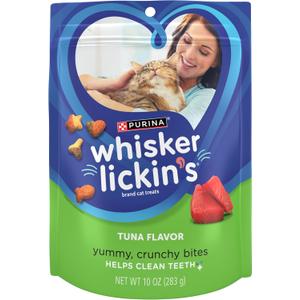 Purina Whisker Lickin's Cat Treats, Crunchy and Yummy Tuna Flavor - (Pack of 4) 10 oz. Pouches