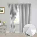 Muamar No Drill Blackout Curtain, Easy Install Window Curtain Panels, Portable Bedroom Curtains 2 Panel Sets, Light Blocking Shades for Window (Greyish White, 54" W x100" L)