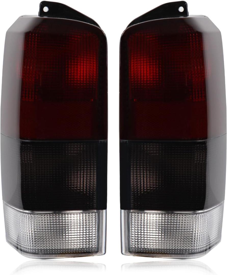 Tail lights Assembly Compatible with 1997-2001 Jeep Cherokee OE Style Rear Light Taillights Replacement for CH2800128 CH2801128 (Dark Red/White/Smoked Lens)