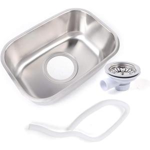 RV Camper Kitchen Sink Undermount Single Bowl Stainless Steel Hand Wash Basin Sink with Strainer for RV Caravan Camper Boat Bar