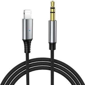 iSkey [Apple MFi Certified Aux Cord for iPhone, 3.5mm Aux Cable for Car Compatible with iPhone 14 13 12 11 XS XR X 8 7 6 iPad iPod for Car Home Stereo, Speaker, Headphone, Support All iOS (Silver)