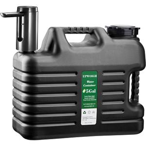 Portable 5 Gallon Water Jug with Automatic Touch Control Pump, Truly No Leakage Water Container with Spigot, Type-C Rechargeable Black Water Pump Gear for Outdoors Camping Hiking