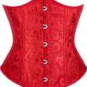 Alivila.Y Fashion Corset Womens Brocade Underbust Boned Corsets Bustier Waist Trainer (Large, Red)