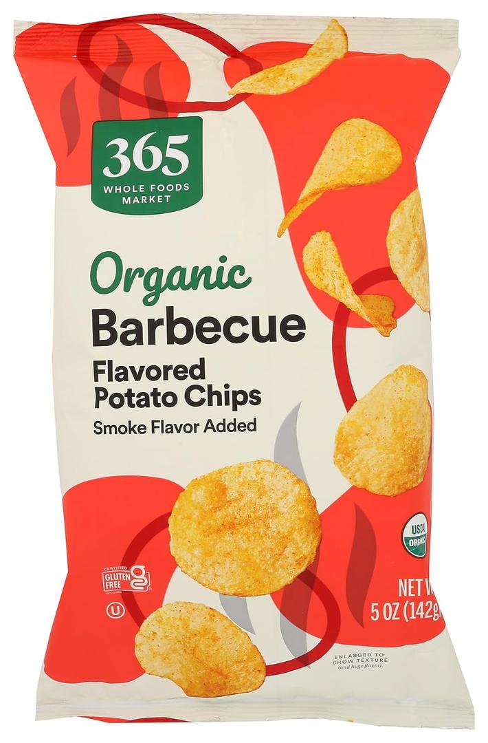 8 x 365 by Whole Foods Market, Organic Barbeque Flavored Potato Chips, 5 Ounce (EXP 10/29/26)