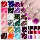 Press on Toenails for Women, 576pcs Toe Nail Press ons Acrylic Toe Press on Nails 24 Color Fake Toenails 12 Sizes Square Toenail Press ons with Glue and Adhesive Tabs