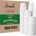 LITOPAK 1000 pack 4 oz Disposable Paper Coffee Cups, Small White Paper Coffee Cups for Office, Home, Party, and Events