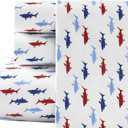 Nautica - Twin Sheets, Cotton Percale Bedding Set, Fully Elasticized, Ideal Dorm Essentials(Costazul Blue/Red, Twin)