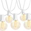 SUNTHIN White Outdoor String Lights, 48FT White Patio Lights with 25 G40 Shatterproof LED Bulbs(1 Spare), Waterproof Hanging Outside Lights for Porch, Deck, Garden, Pergola, Bistro