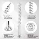 #10 × 2 1/2 inch 304 Stainless Steel Deck Screws Wood Screws, Flat Head T25 Star Drive, Type 17 Auger Tip with a Free T25 Star Drive Bit for All Outdoor Wood Construction 350Pcs