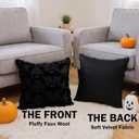 Fall Halloween Ghost Throw Pillow Covers 18x18 Set of 2 - Cute Ghost Horror Decor Pillow Cases - Faux Fur Decorative Pillows for Home Couch - Spooky Hallowen Party Decorations Indoor - Black Bat