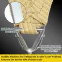 Shademart Heavy Duty 20' x 20' x 20' Beige Sun Shade Triangle Pro Ring Shade Sail, 260 GSM Commercial Grade UPF50 Sunshade, Reinforced Corners & Edges