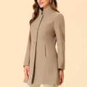 Allegra K Women's Winter Overcoat Mid-Long Stand Collar Single Breasted Coat Outerwear (Brown, Small)