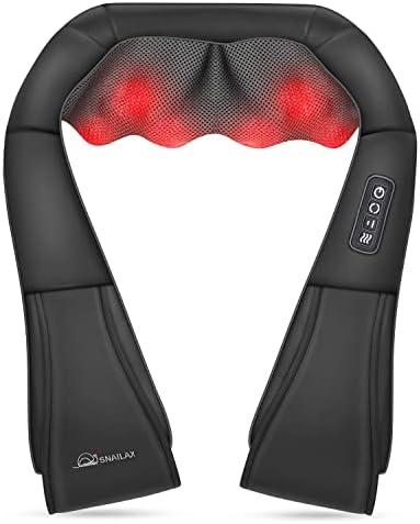 Snailax Shiatsu Neck and Shoulder Massager - Back Massager with Heat, Deep Kneading Electric Massage Pillow for Neck, Back, Shoulder,Foot,Body