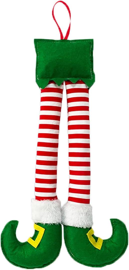 Elf Leg Decoration for Trunk 19.3 * 9.8 inches,2025 Christmas Car Decoration |Stuffed elf Legs for Car Decor with Flexible Coil, Xmas Elf Feet Accessories for Indoor and Outdoor (Green F2F)