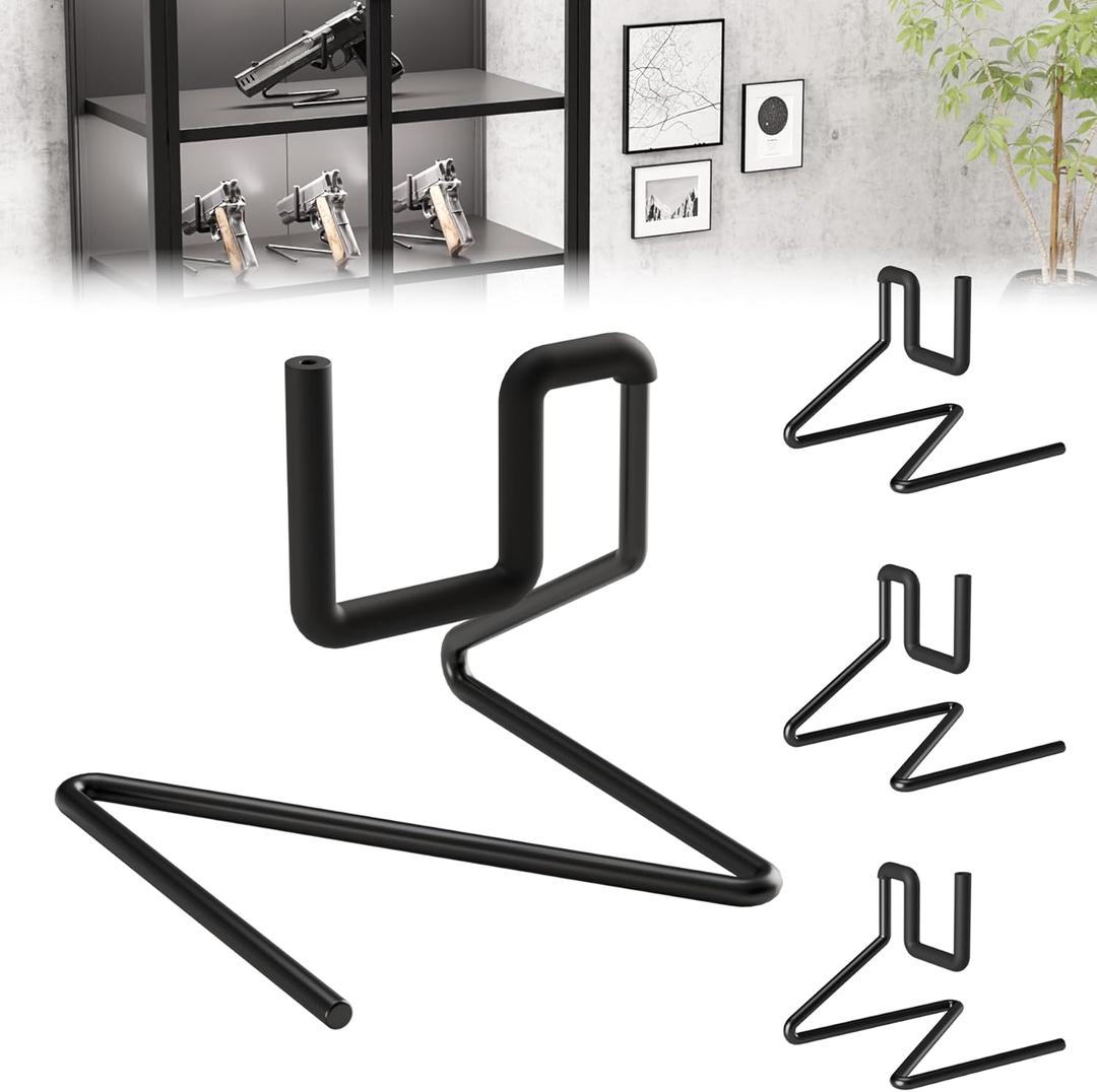 Pistol Display Stand - Rubber-Wrap Handgun Display Holder, Revolver Display Stand for Safe, Cabinet and Nightstand, Pistol Display Rack, Pistol Stand for Handguns, Gun Holder Stand (4 PCS)