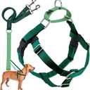 2 Hounds Design Freedom No Pull Dog Harness, Adjustable Harness and Leash Set, Easy Walking & Comfortable Control, Fits Small, Medium & Large Dogs, Solid Colors, Made in USA, 1" LG, Kelly Green, Size: LG (Chest 28" - 32")