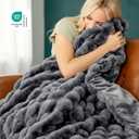 Bedsure GentleSoft Fluffy Fuzzy Tie-dye Dark Grey Throw Blanket for Men, Soft Cozy Minky Fleece Faux Fur Blanket for Couch, Mens Room Decor Charcoal Gray Bed Cover, Thick Warm Plush Gifts