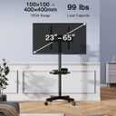 PERLESMITH Rolling TV Stand on Wheels for 23-65 Inch TVs,Tilt Mobile TV Cart Holds up to 99 lbs with Adjustable Height Shelf, Outdoor TV Stand for Bedroom Max VESA 400x400mm PSTVMC04