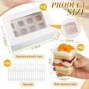 Dessert Shooter Boxes Set Include Transport Boxes Square Mini Dessert Cups Spoons Cupcake Carriers Containers with Windows and Inserts for Bakery Party Supplies(5 oz,Clear,125 Pcs)