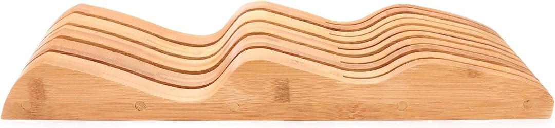 ROYALHOUSE Bamboo Knife Block Holder, 9 Knives Dock, In-Drawer Knife Drawer Organizer, Perfect for Home and Chefs, Premium Knife Holder, Gifts, Housewarming, Knives Not Included