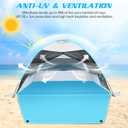 Large 3-4 Person Beach Tent - UPF 50+ Anti-UV, Easy Setup with Extended Floor & Mesh Windows, Portable for Camping Fishing