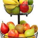 CAXXA 2 Tier Fruit Basket Bowl Kitchen Heavy Duty Wire Organizer, Black