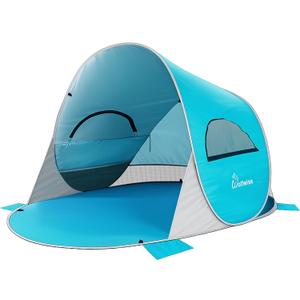 Wolfwise Pop up Beach Tent Sun Shelter with UPF50+ UV Protection, Instant Easy Setup Popup Beach Shade Canopy for 4 Person, Portable & Foldable with Carring Bag, 95 ×65×53 in, Blue
