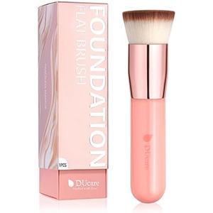 DUcare Flat Top Kabuki Foundation Brush - Premium Makeup Brush for Liquid, Cream, and Powder - Buffing, Blending, and Face,Pink