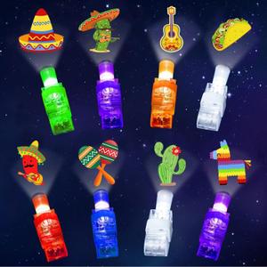 32PCS Mexican Fiesta LED Finger Lights Cinco De Mayo Fiesta Party Favors for Kids Boys Girls Birthday Goodie Bags Stuffers Taco Party Classroom Prizes Pinata Goodie Bag Stuffers Gifts