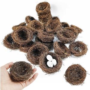 GXXMEI 20PCS 3'' Mini Artificial Bird Nest for Crafts, Easter, Party, Wedding, Patio Garden, Succulent Planter, DIY Terrarium