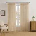 RAIN CITY Pinch Pleated Curtains 90 Inches Long Set of 2, Luxury Thick Linen Drapes Back Tab with Hooks,Light Filtering Window Curtain Panels for Living Room 50 Width 90 Length Khaki