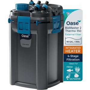 OASE BioMaster 2 Thermo 350 Canister Filter for Aquariums External Aquarium Filter with Built-in Heater Easy Clean Pre-Filter, Quiet Operation Freshwater & Saltwater, Up to 90 Gallons