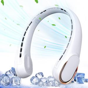 Portable Neck Fan, Bladeless Neck Fan, USB Rechargeable Personal Fan, 4000 mAh Battery Operated Fan, 3 Speeds Adjustable,Faster Cooling, Ultra Quiet, Suitable for Home, Office, Sports (White)