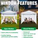 Acepic Instant Canopy SunWall for 10x10 Pop Up Canopy Frame with Mesh Window and Zipper, 99% Rainproof and UV Protection for Outdoor, Viewing the Scenery, and Ventilation (3 PCS Sidewalls Only, White)