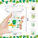 WorldBazaar St. Patrick's Day Disposable Cups 100 pcs Green Shamrock Plastic Drink Cups for Beverages Lucky Irish St. Paddy's Day Party Supplies 12 oz