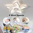 26" Geometric Ceiling Fan with Light Remote Control, 6 Speeds 3 Colors, White Low Profile Flush Mount Ceiling Light for Kitchen Bedroom Living Room, White-26" Flower 1