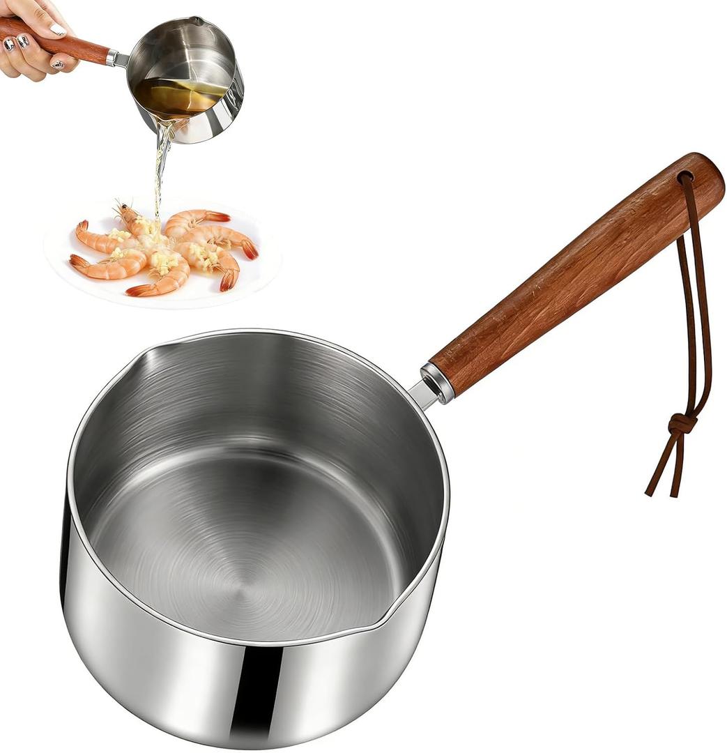 Butter Warmer Small Sauce Pan - 350ml Milk Pot for Stovetop, Electric & Gas Cooktops, Multipurpose Mini Cooking Pot