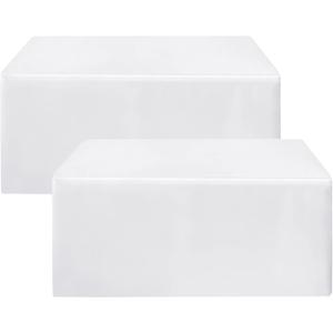 HolidayIdeas Fitted White Tableclothes - 72 x 30 Inch - 2 Pack Rectangle Table Covers for 6 Foot Tables, Polyester Fabric Tablecloths for Christmas, Parties, Wedding, Trade Show