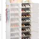 Jomifin Shoe Rack Storage Cabinet with Doors, Key Holder, Portable Shoe Organizer, Expandable Standing Rack, Holds 32-64 Pairs Shoes Boots Slippers for Closet Hallway Entryway Bedroom, 2x8 Tier, White, 33.5 inches x 62.2 inches x 12.6 inches