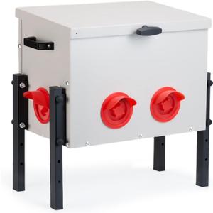 Metal Chicken Feeder with 4 Ports, 30 lbs Metal Poultry Feeder, Height Adjustable Weatherproof Feeding Box for Chickens, Geese, Ducks, Turkeys, Quails (30lbs-4 Ports)