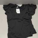 GRACE KARIN 2025 Womens Tops Summer Wrap Blouse V Neck Ruffle Sleeve Dressy Casual Top Ruched Trendy Clothes (Small, Black)