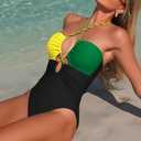 Women's One Piece Swimsuit Tummy Control Bathing Suit Sexy Flattering Cutout Criss Cross Swimwear, L