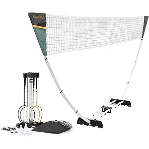 EastPoint Easy Setup Badminton Set - 15 ft Net, 4 Rackets, 2 Shuttlecocks - Quick Setup Net for Backyard Games - Steel Shaft Badminton Rackets for Family Games - Durable Shuttlecocks for Outdoors