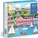 Galison Harbor by The Sea â€“ 300 Piece Joy Laforme Oversized Jigsaw Puzzle Featuring Beautiful Artwork of New England Summer Paradise