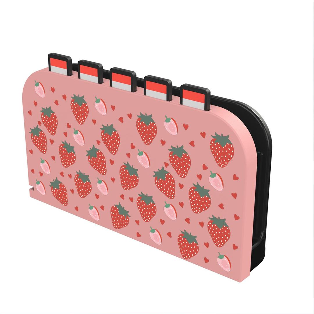 2 x Custom Faceplate Cover for NS 2 Charging Dock, Protective Hard PC Slim Shell with Anti-Scratch Surface, Replacement Housing for NS2 Docking Station, Strawberry Design (Pink)