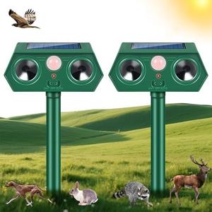 2Pack Deer Squirrel Rabbit Cat Repellent Outdoor Solar Ultrasonic Animal Repeller Waterproof Raccoon Deterrent with Motion Sensor to Keep Dog Skunk Possum Rodent Coyote Out of Garden Yard Farm