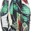 ZAFUL Women's Casual Sleeveless Summer Two Piece Outfits Crop Top and Side Split Draped Ruched Maxi Skirt Set Solid Suiting (Medium, B-floral Green)