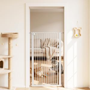 VEVOR Extra Tall Pet Gate for Cats, 29-41 in Adjustable Width, 56 in High Dog Gate, with Pressure Mount Kit and Wall Mount Kit, 1.3 in Narrow Bar Spacing, for Stairs, Doorways, and House, White