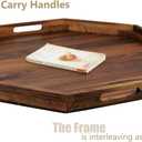 26 Inches Extra Large Octagonal Black Walnut Wood Ottoman Tray with Handles, Serve Tea, Coffee Classic Wooden Decorative Serving Tray